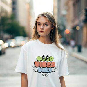 It’s Good Vibes Only All Day, Every Day | Regular Fit- White