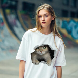 Purr-fectly Playful Kitty | Regular Fit- White