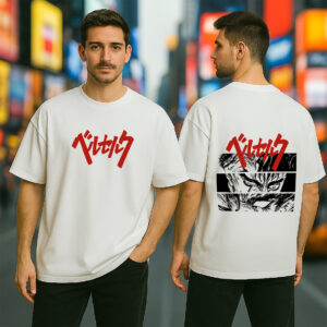 Bold kanji.Dark energy.Anime lovers | Regular Fit- White
