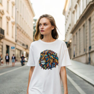 Roar With Style , The Vibrant Lion Tee | Regular Fit - White